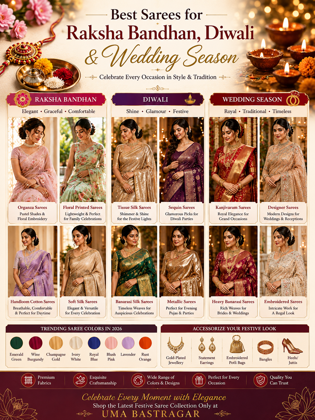 Best Sarees for Raksha Bandhan, Diwali & Wedding Season