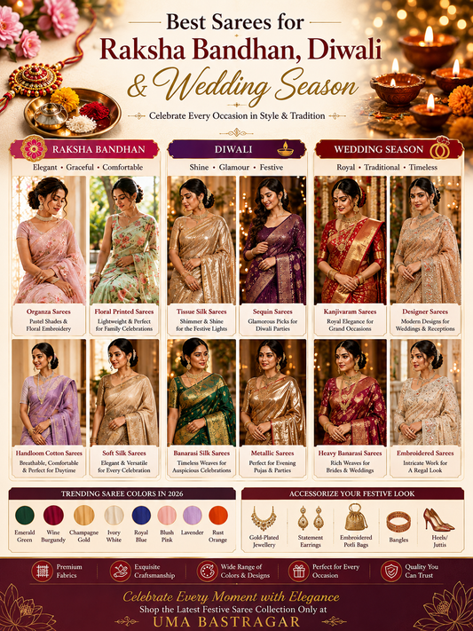 Best Sarees for Raksha Bandhan, Diwali & Wedding Season