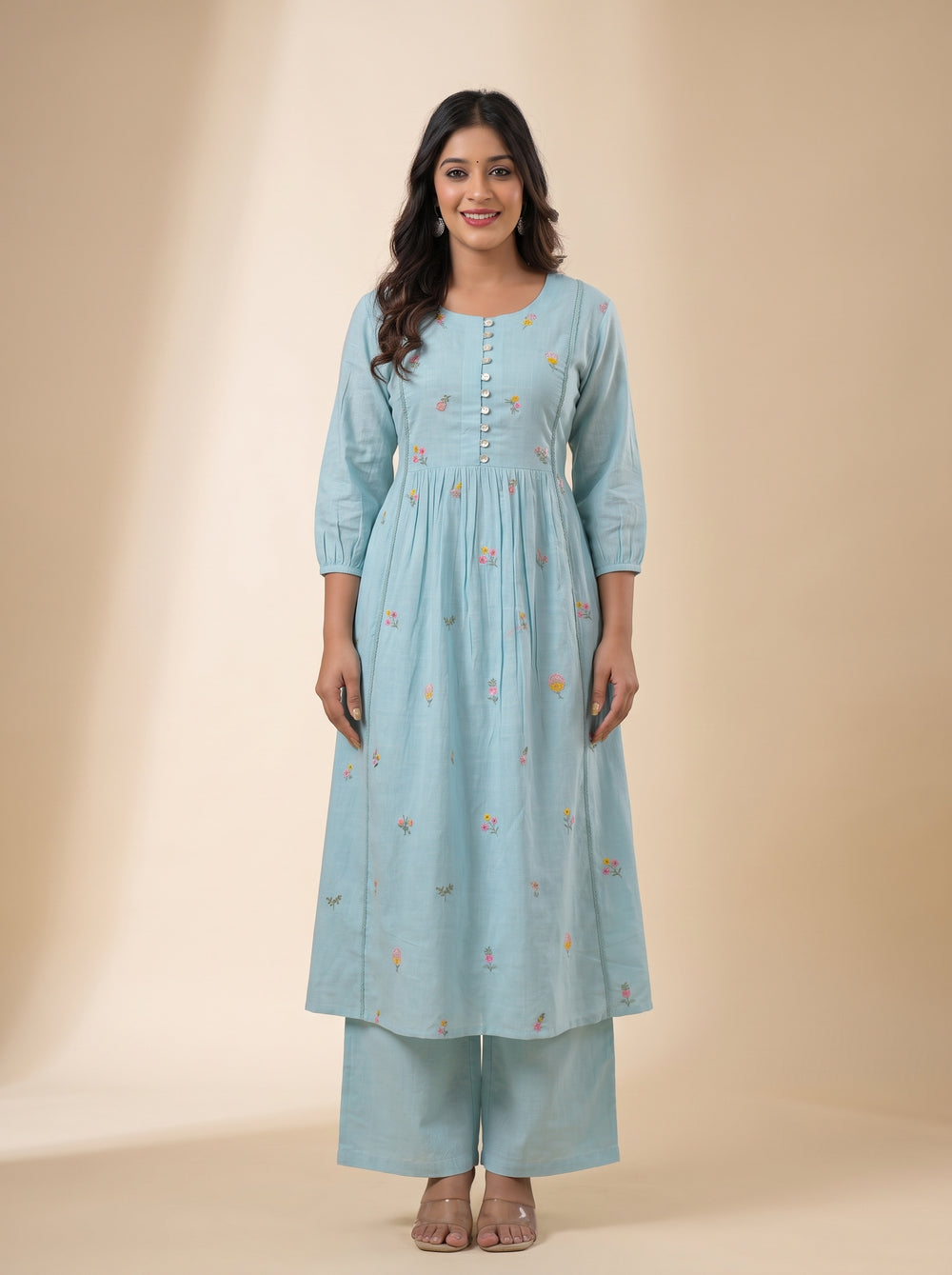 Light Blue Embroidered Kurti – Elegant Everyday Wear