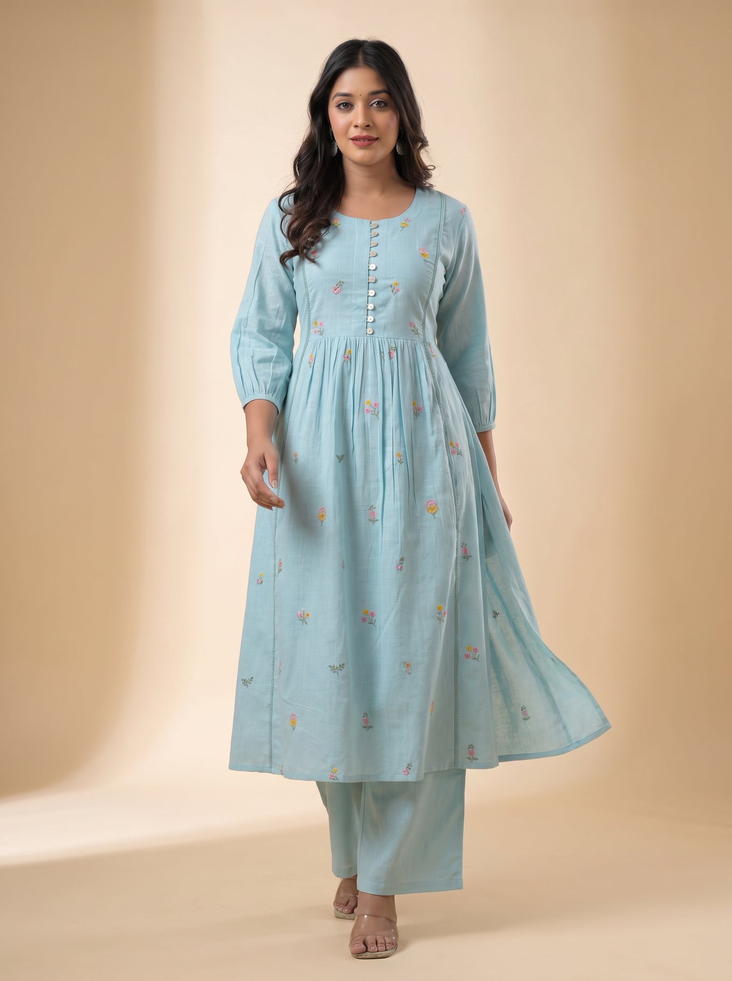 Light Blue Embroidered Kurti – Elegant Everyday Wear