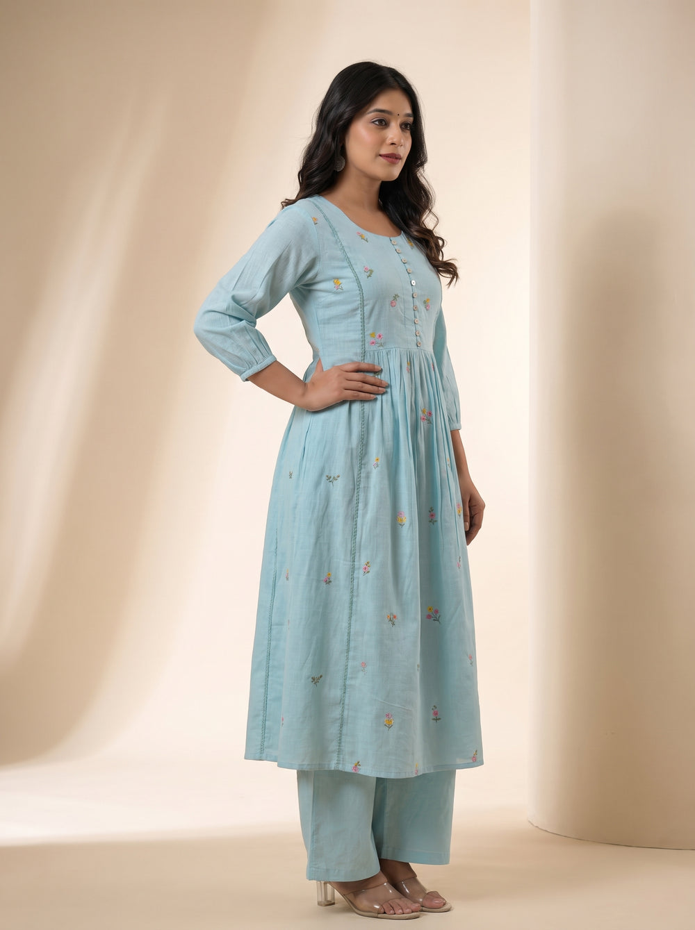 Light Blue Embroidered Kurti – Elegant Everyday Wear